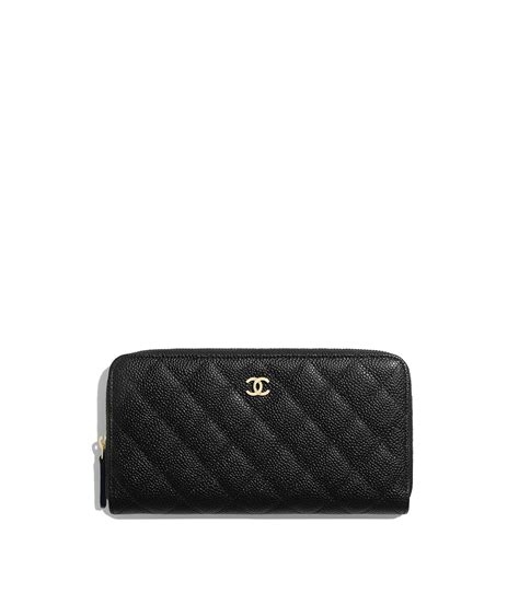 chanel black long wallet small c's|Chanel zipped wallet.